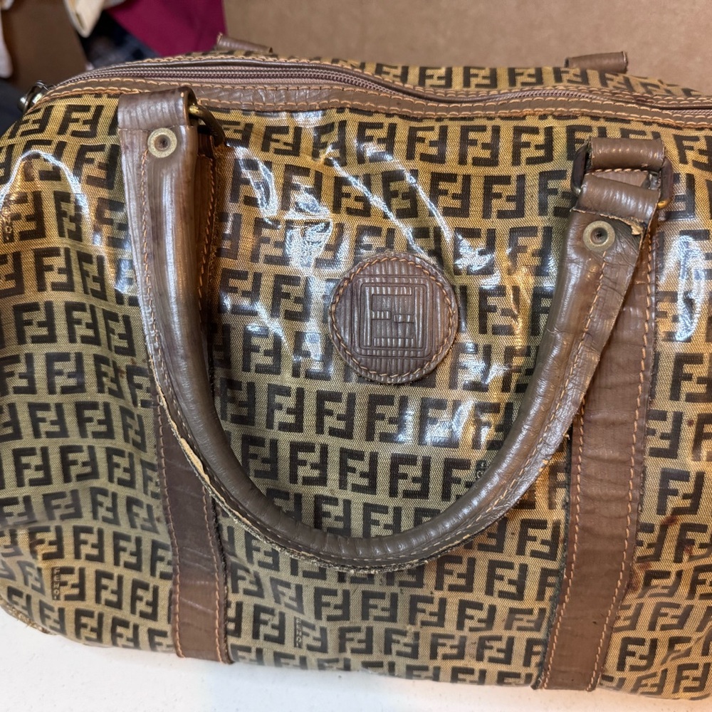 Fendi Brown Duffel Bag with Iconic Monogram